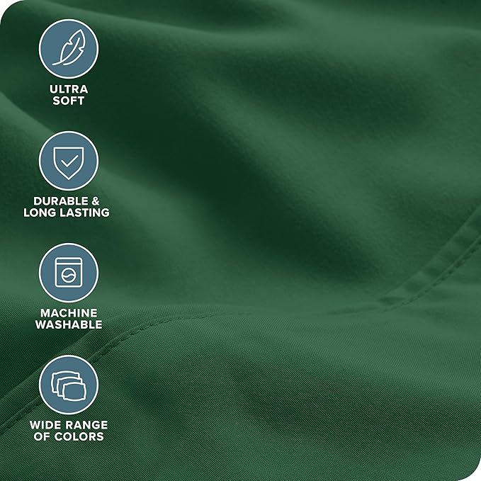 Bare Home Hotel Luxury Full XL Sheet Set, Extra Soft, 6 Piece Set, Deep Pockets, Easy Fit, Cooling & Breathable, Wrinkle, Fade, Stain Resistant, Includes 4 Pillowcases (Full XL, Forest Green)