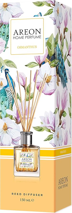 Areon Home Luxury Perfume Reed Diffuser + 10 Rattan Reeds, Osmanthus 150 ml