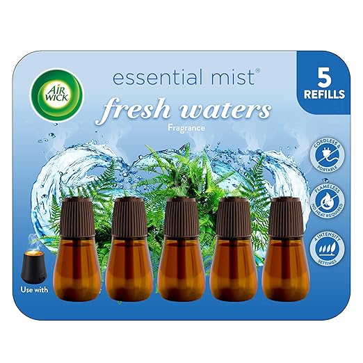Air Wick Essential Mist Refill, 5 ct, Fresh Waters, Essential Oils Diffuser, Air Freshener