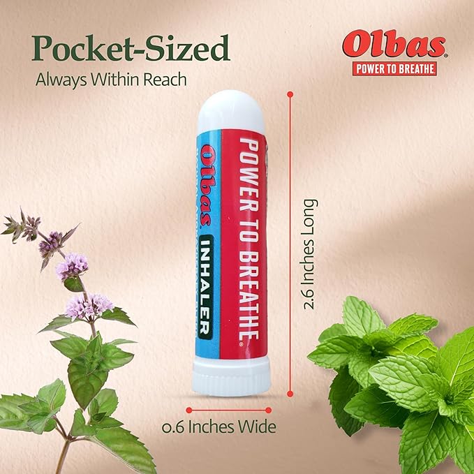 Olbas Inhaler Aromatherapy, Essential Oil Inhaler with Natural Oils, 0.01 Oz, 2 Pack, Pocket Sized Nasal Inhaler Stick for Clear Breathing and Sinus Relief