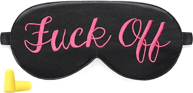 Coucoland 100% Mulberry Silk Funny Sleeping Eye Mask Cover Blindfold for Sleep Adjustable Head Straps with Two Ear Plugs