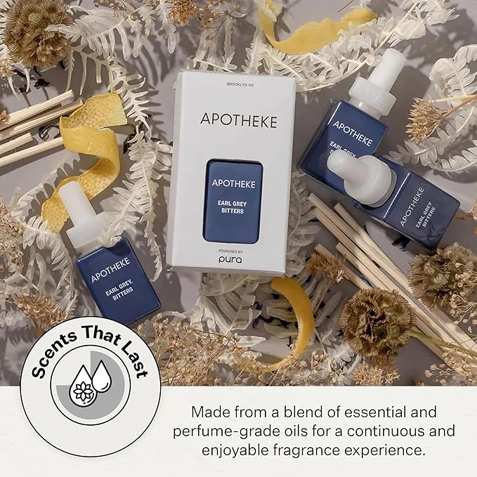 Pura Smart Home Plug-in Diffuser Refills by Apotheke, (Earl Grey, 2-Pack) - Pura Fragrance Refills - Long-Lasting Aromatherapy Air Freshener Fragrance Products with Perfume-Grade Essential Oils
