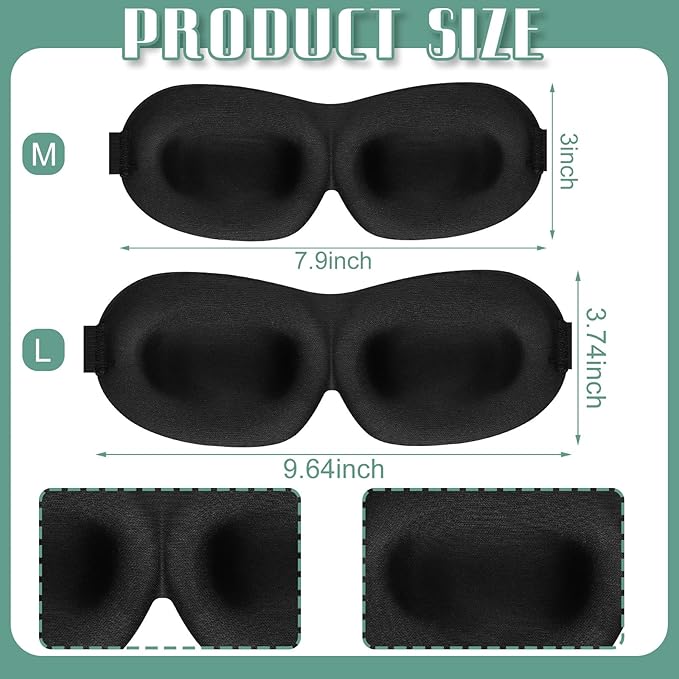 Bencailor 8 Pcs Sleep Mask for Side Sleeper 3D Eye Masks for Sleeping Blackout Eye Cover Shade Night Blindfold with Adjustable Strap for Women Men Sleeping Game Gifts(Medium,Retro Colors)