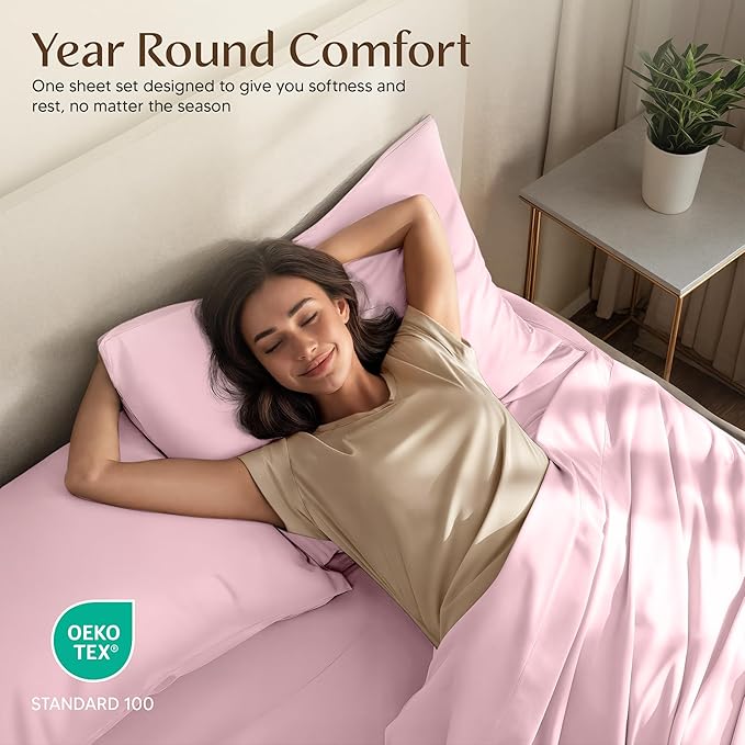 Utopia Bedding Full Size Sheet Set – 4 Piece Bed Sheets, Soft and Breathable Microfiber, Includes 1 Fitted Sheet, 1 Flat Sheet and 2 Pillowcases – Oeko Tex (Crystal Pink)