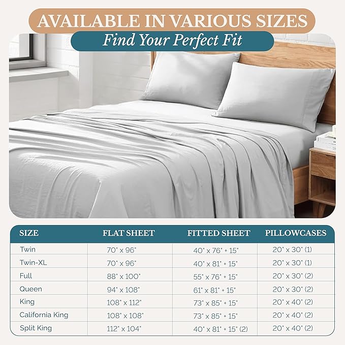 Casa Platino Twin Sheets, 3 Piece Set, Pre-Washed Ultra Soft & Breathable Bed Sheets Set, Brushed Microfiber Sheet, Fade Resistant Bedding with Deep Pockets – Silver
