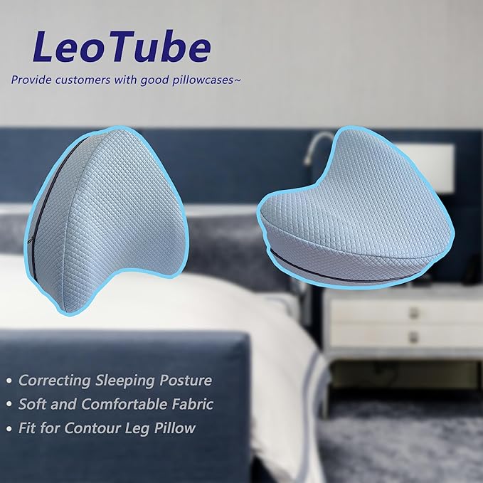 Replacement Pillow Cover for Contour Legacy Leg & Knee Foam Support Pillow-Cover ONLY (Blue，2 Pack)