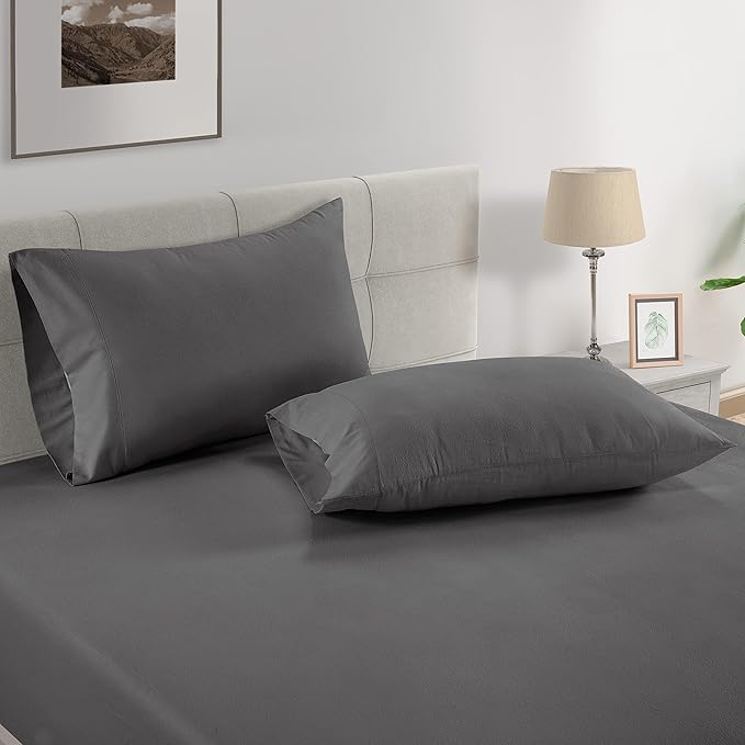 LANE LINEN Pillows Queen Size Set of 2 Soft 100% Egyptian Cotton Cool & Smooth Pillow Cases - Charcoal