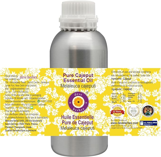 Deve Herbes Pure Cajeput Essential Oil (Melaleuca cajeputi) Steam Distilled 1250ml (42 oz)