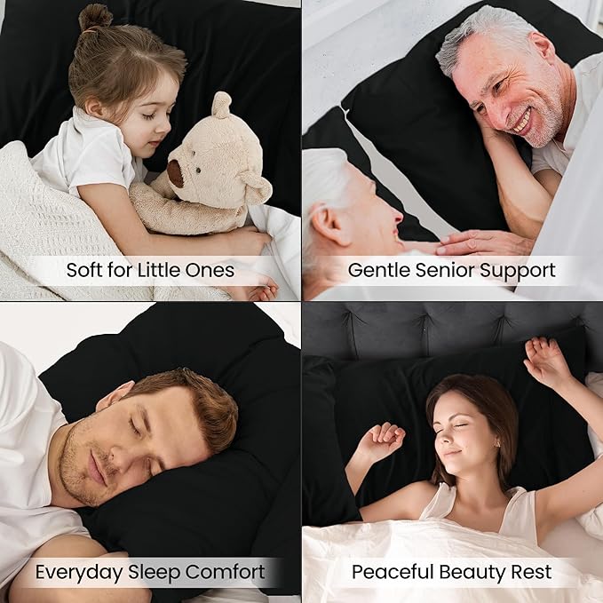 Utopia Bedding Standard Pillow Cases - 2 Pack - Envelope Closure - Soft Brushed Microfiber Fabric - Shrinkage and Fade Resistant Pillow Covers Standard Size 20 X 26 Inches (Standard, Black)