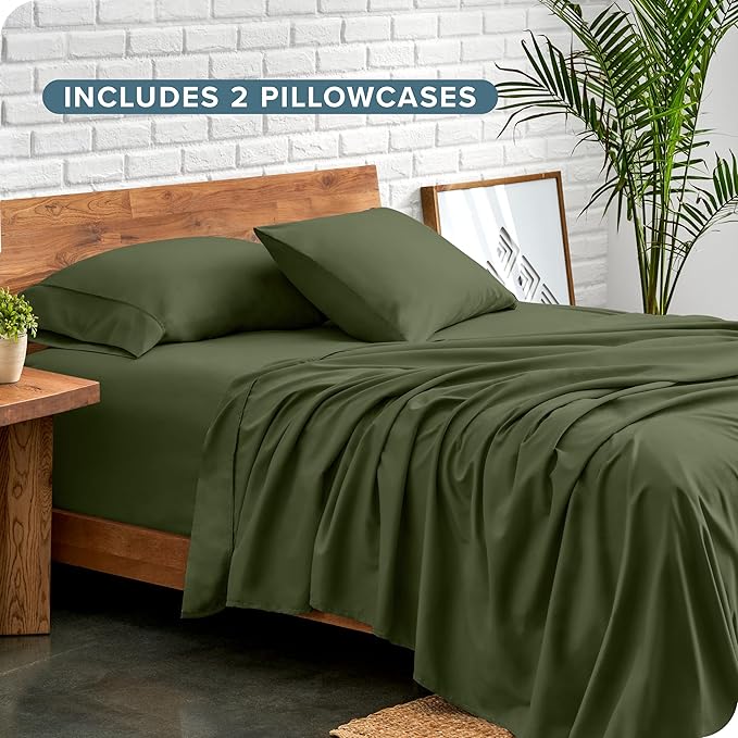 Bare Home Hotel Luxury Cal King Sheet Set, Extra Soft - 6 Piece Set - Deep Pockets - Easy Fit - Cooling & Breathable - Wrinkle, Fade, Stain Resistant - Includes 4 Pillowcases (Cal King, Cypress)