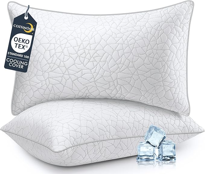 COZSINOOR Bed Pillows Queen Size - Cooling Breathable Premium Down Alternative Pillows Set of 2 for Side, Back, and Stomach Sleepers Hotel Quality Fluffy Soft Microfiber Fill Skin-Friendly