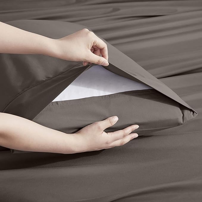 Nestl Extra Deep King Sheet Set - 6 Piece Breathable & Cooling Sheets - Hotel Luxury Bedding Set w/18-24 Inch Deep Pockets - Easy & Secure Fit - Super Soft, Wrinkle Free & Comfy - Chocolate Brown