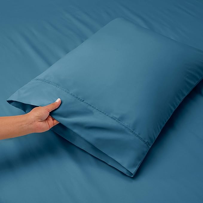 Hearth & Harbor Extra Deep Pocket King Size Sets - Fits Mattress 18-24 Inches Deep - Extra Deep Pocket Sheets - 6 Piece King Size - Blue Heaven