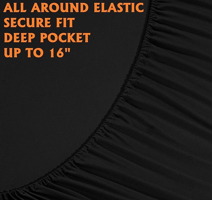 Elegant Comfort Luxury Soft Bed Sheets 1500 Premium Hotel Quality Microfiber Softness Wrinkle and Fade Resistant (6-Piece) Bedding Set, Full, Black