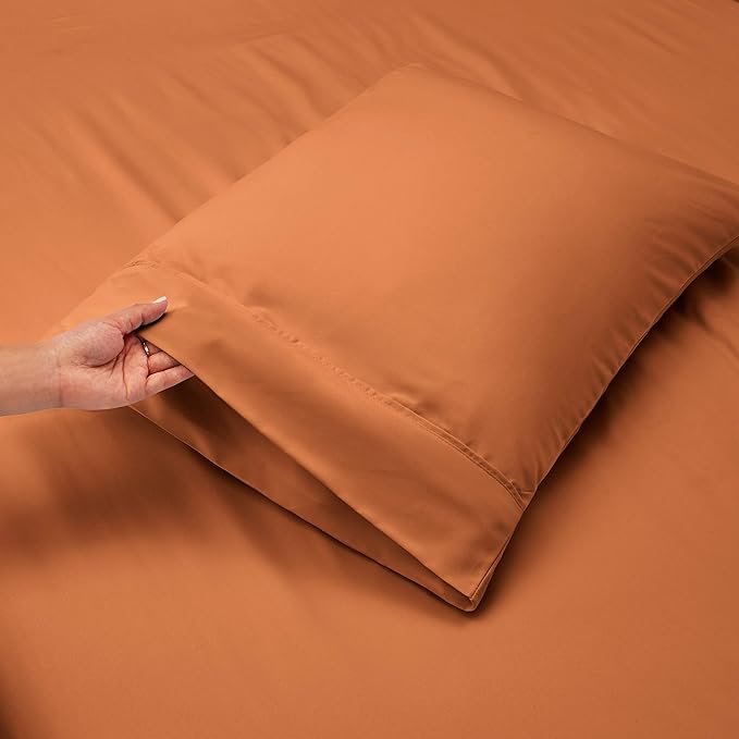 Nestl Twin XL Size Sheet Set, 4 Piece Extra Deep Pocket (18-24 inches), Microfiber, Hotel Luxury, Soft, Breathable, Wrinkle-Free, Easy to Care, Rust