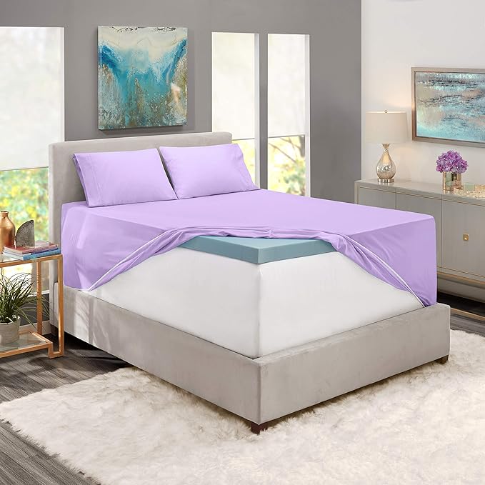 Nestl Twin XL Size Sheet Set, 4 Piece Extra Deep Pocket (18-24 inches), Microfiber, Hotel Luxury, Soft, Breathable, Wrinkle-Free, Easy to Care, Lavender