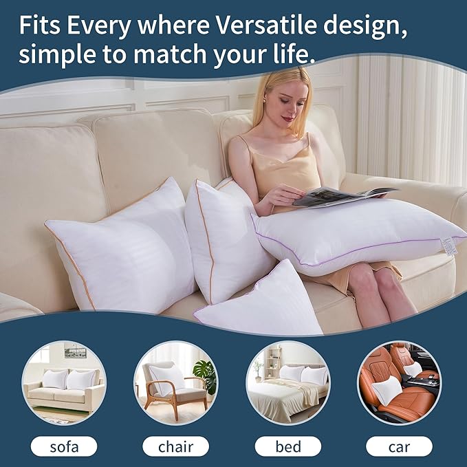 VAINOC Pillows King Size Set of 2,Breathable Hotel Collection Bed Pillows for Sleeping Medium Soft Down Alternative Microfiber Filled,20 x 36 Inches