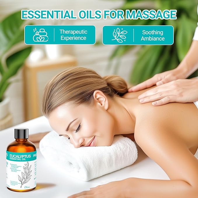 Eucalyptus Essential Oil 3.38 fl oz (100ml), Eucalyptus Oil for Diffuser & Aromatherapy, Natural Oil for Home Fragrance, Humidifier, Candle & Soap Making, Daily Use