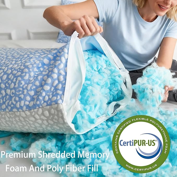Firm Memory Foam Bed Pillows Standard Size Set of 2,Adjustable Cooling Side Sleeper Pillow,Hotel Collection Breathable Support, Washable Cover with Zipper,Home Gifts