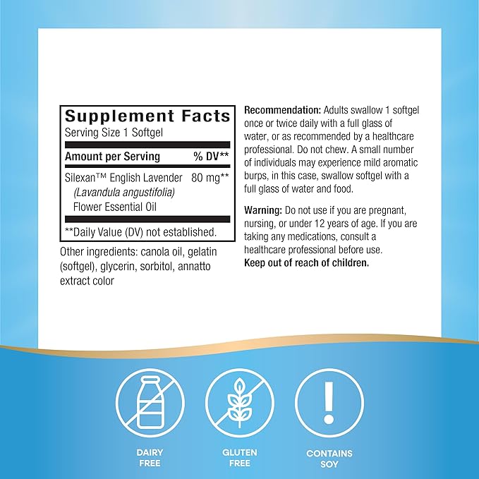 Nature's Way CalmAid Lavender Oil Supplement for Calm & Stress Support*, Clinically Studied Silexan Lavender Oil, Non-Drowsy, Daily Softgels, 30 Count