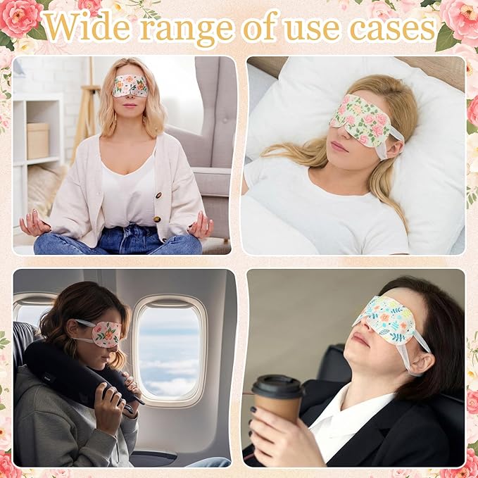 Loopeer 30 Pcs Mother's Day Steam Eye Mask Bulk Disposable Eyes Masks Cover Self Heating Pink Flower Moist Heat Eyemasks Warm Compress for Women Mom Sleep Spa Home Office Travel Relaxing Gifts