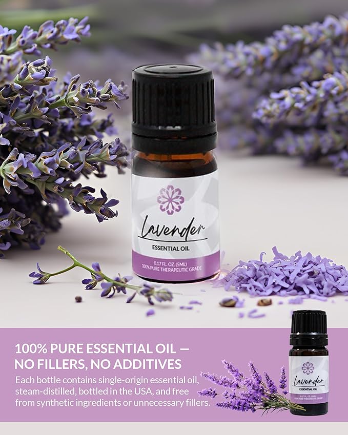 Essence Lavender Essential Oil, 5 ml | Aromatherapy Oil for Diffusers & Personal Use | Natural Fragrance for Relaxation, Clarity & Wellness | Made in USA | Floral Scent