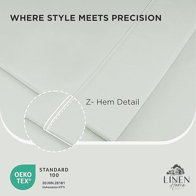 Linen Home 100% Cotton Percale Pillowcases Queen Size, Dove Grey, 2 Pieces of Pillow Case, Crisp and Cool Strong Bed Linen, 20 inches X 30 inches