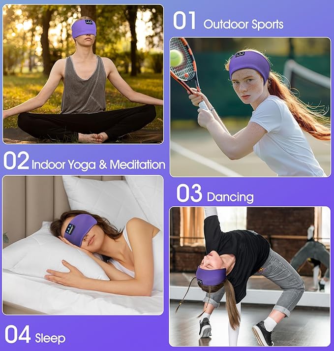 TOPOINT Sleep Headphones Bluetooth 5.4, Sports Wireless Earphones Sweat Breathable with HD Stereo Speaker for Women Men Sports Gifts Workout Jogging Yoga Insomnia Travel Meditation