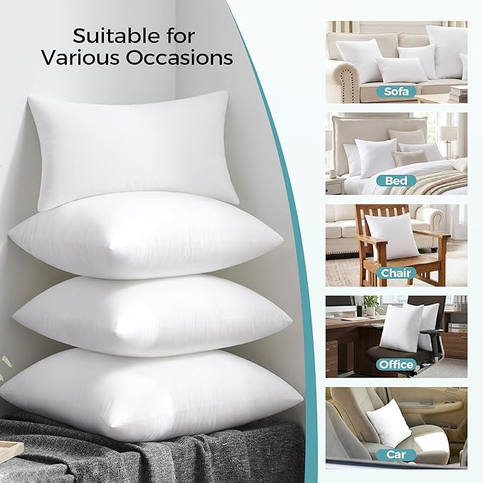 puredown® 26x26 Throw Pillow Inserts Set of 2 – Supportive & Fluffy Down Alternative Pillow Forms for Couch, Sofa & Bed, Indoor Decorative Cushion Stuffer