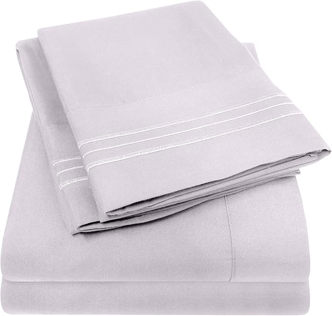 1500 Supreme Collection Twin Sheet Sets Lilac - 3 Piece Bed Sheets and Pillowcase Set for Twin Mattress - Extra Soft, Elastic Corner Straps, Deep Pocket Sheets, Twin Lilac