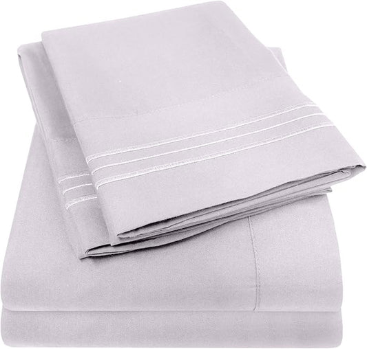 1500 Supreme Collection Twin Sheet Sets Lilac - 3 Piece Bed Sheets and Pillowcase Set for Twin Mattress - Extra Soft, Elastic Corner Straps, Deep Pocket Sheets, Twin Lilac