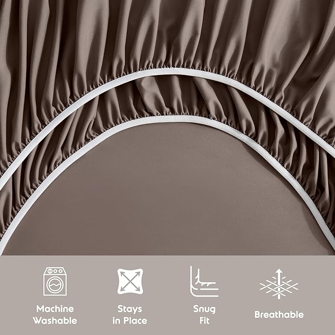 Nestl Extra Deep Cal King Sheet Set - 6 Piece Breathable & Cooling Sheets - Hotel Luxury Bedding Set w/18-24 Inch Deep Pockets - Easy & Secure Fit - Super Soft, Wrinkle Free & Comfy - Chocolate Brown
