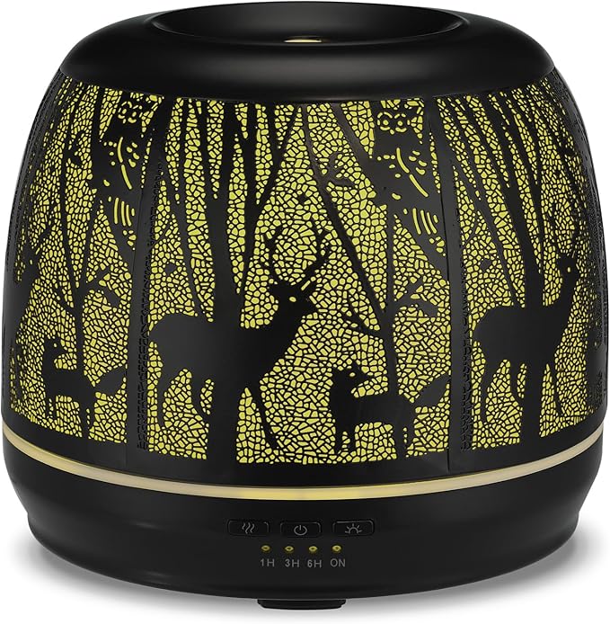 Large Essential Oil Aromatherapy Diffuser for Home Bedroom Metal Hollow Decorative Room Ultrasonic Air Scent Mist Aroma Diffuser 500ML Defusers -Deer