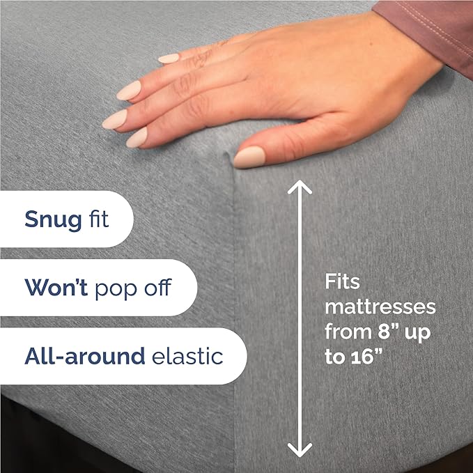 Full Size 4 Piece Sheet Set - Comfy Breathable & Cooling Sheets - Hotel Luxury Bed Sheets for Women & Men - Deep Pockets, Easy-Fit, Soft & Wrinkle Free Sheets - Heathered Grey Oeko-Tex Bed Sheet Set
