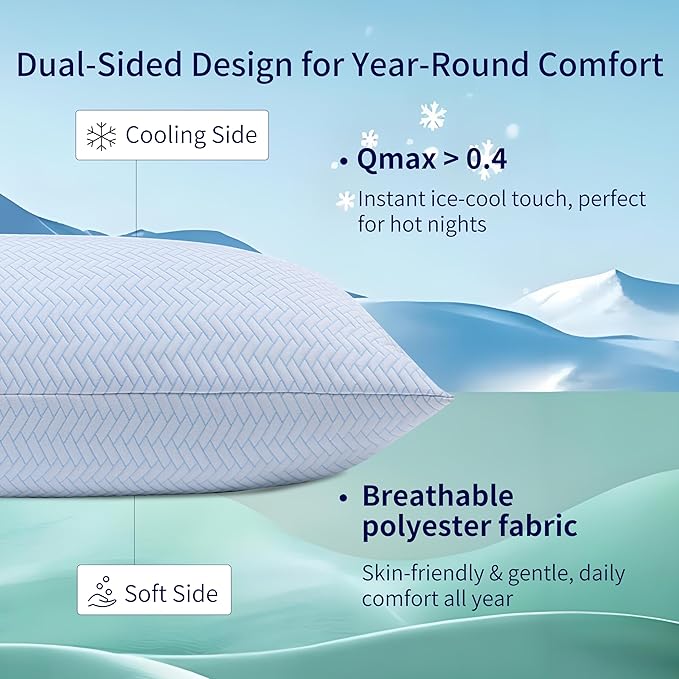 DOWNCOOL Cooling Body Pillow Set of 1, Adjustable Shredded Memory Foam Pillows for Sleeping, Soft Cool Bed Pillows for Hot Sleepers, Firm Long Pillow for Side Back Stomach Sleepers, 20"X54"
