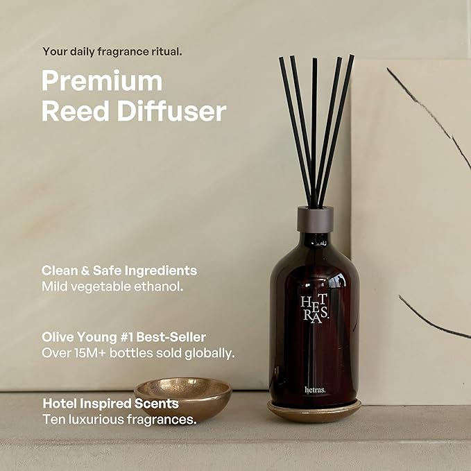 hetras Premium Reed Diffuser Set 16.9 fl.oz. 2 Pack | Grapefruit - Grapefruit & Green Scent | Long-Lasting Luxury Fragrance with 10 Reed Sticks for Home & Office | Gifts for Loved One