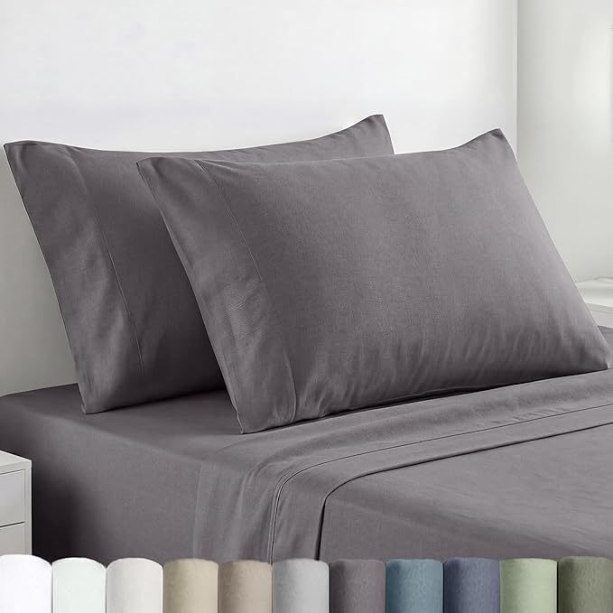 California Design Den 100% Egyptian Cotton Pillow Cases Standard Size/Queen Size Set of 2 - Crisp Percale Feel, Soft & Breathable Pillow Cases Cotton - Grey