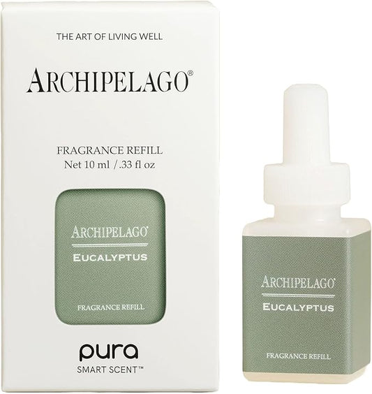 Archipelago Botanicals Pura Eucalyptus Smart Home Scent Refill, Air Diffuser Refill with Up to Six Weeks of Long-Lasting Fragrance per Refill, Clean Air Freshener for Home or Office, 0.33 Fl Oz