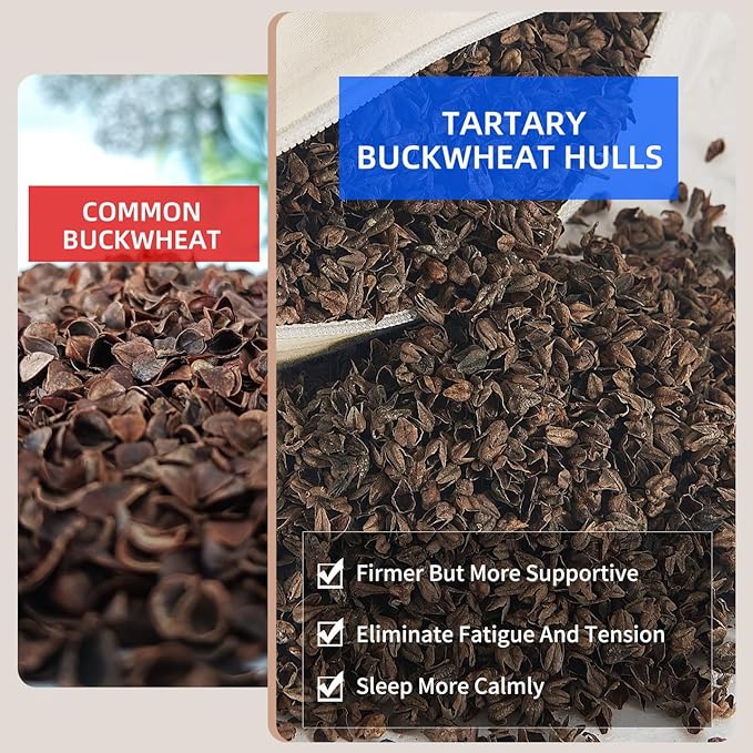 Organic Buckwheat Pillow for Sleeping with Organic Cotton Pillowcase - 14''x20'' Adjustable Pillow, Breathable for Cool Sleep, Cervical Support for Back and Side Sleepers(Tartary Buckwheat Hulls)