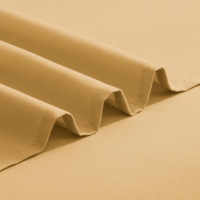 Elegant Comfort Luxurious 1500 Premium Hotel Quality Microfiber Three Line Embroidered Softest 5-Piece Bed Sheet Set, Wrinkle and Fade Resistant, Split King, Gold