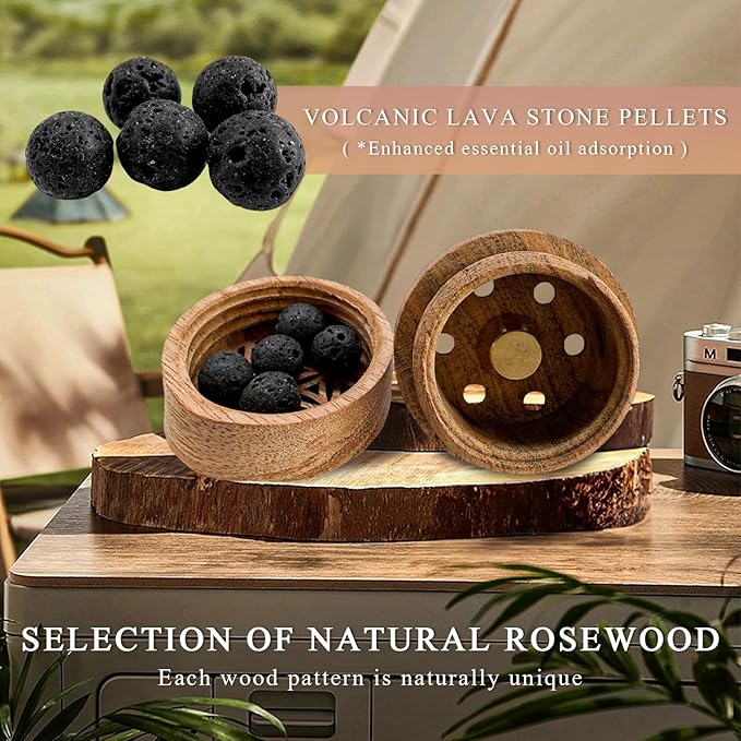 KVAEY 2 PCS Wood Car Essential Oil Diffuser, Wooden Aromatherapy Essential Oils Diffuser with Vent Clip, Wood Vent Clip Air Freshener for Vehicle Office Home Bedroom (Gradient Lines)