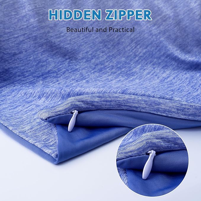 HOMFINE Cooling Pillowcases Standard Size - Double Side Q-Max 0.439 Cooling Fiber for Pillow Protector, Breathable Cold Pillow Cover for Hot Sleeper Night Sweat, Zipper, 2 Pack (20"x26", Dark Blue)