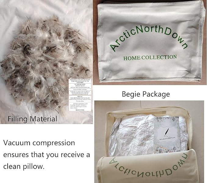 Queen Size Goose Down Feather Hotel Collection Bed Pillows for Sleeping One Pillow for Back, Stomach or Side Sleepers Stripe White Color