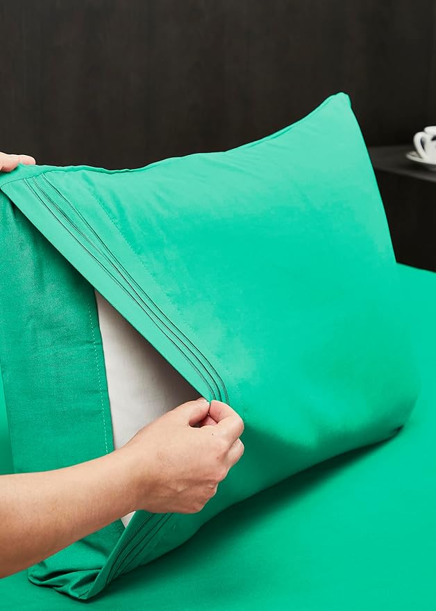 Mocassi Pillowcases 1800 Premium Hotel Quality - Easy Care, Smooth Weave, Wrinkle and Stain Resistant, Easy Slip-On, 2-Piece Set, King Pillowcase, Paradise Teal