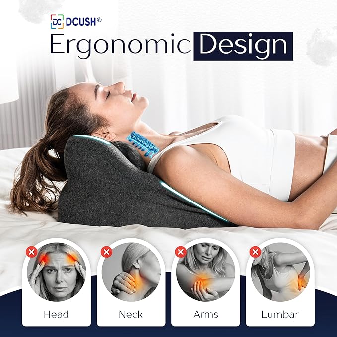 Couples Intimacy Contoured Memory Foam Pillow with Removable Headrest, Wedge Pillows, Massages, Reading, Relaxing & Leg Elevation, Removable Washable Cover, Anti-Slip Base