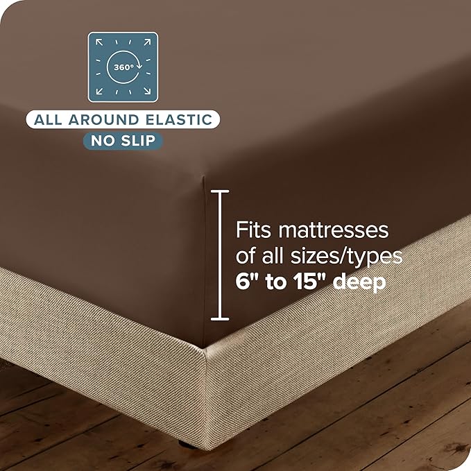 Bare Home Hotel Luxury Full Sheet Set, Extra Soft - 6 Piece Set - Deep Pockets - Easy Fit - Cooling & Breathable - Wrinkle, Fade, Stain Resistant - Includes 4 Pillowcases (Full, Cocoa)