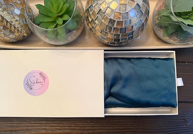 Silk Sleep Mask by The Sakoon Shop, 100% Silk, Weighted, Blackout Eye Mask with Adjustable Velcro Band, Wide Band Design, No Presure on Ears or Face (Black)