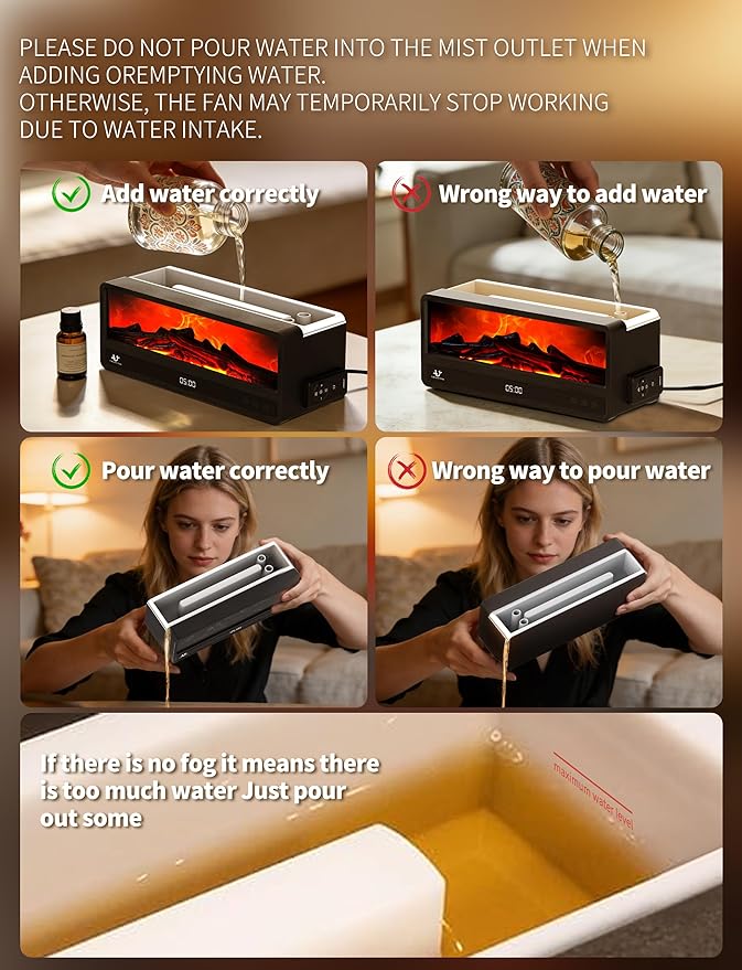 Essential Oil Diffuser, 250Ml Aromatherapy Diffuser with Realistic Flame Effect, 7 Color LED Lights, Remote Control, Quiet Mist for Bedroom Home Office (Black)