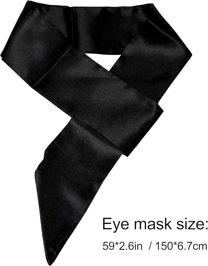 Silk Sleep Mask with 59" Adjustable DIY Strap, Ultra Soft Light Blocking Eye Mask for Yoga, Meditation, Nap, Travel & Night Sleep, Comfortable Fit for Men & Women (Matte Black)