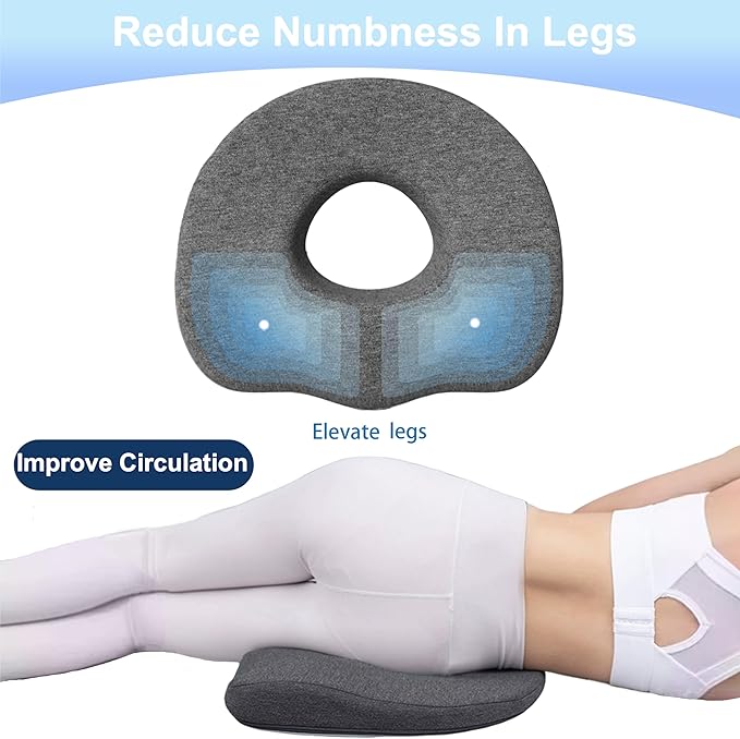 Bed Sore Cushions For Butt, Bedsore Pressure Relief Pillow for Sleeping and Sitting, Donut Pillow Cushion for Bed Sores on Buttocks, O Shaped Opening Tailbone Pillow, Butt Pillows For Sitting Tailbone